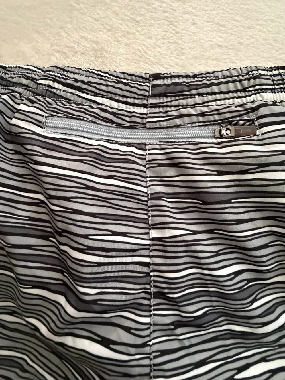 Nike Women’s Black and White Striped Athletic Running Shorts